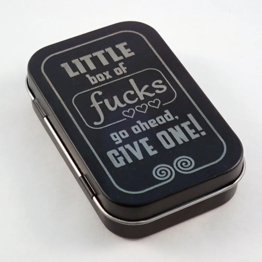 Wooden Novelty Tags "FUCK" - Tin Gift Boxes with Sharable Attitude!