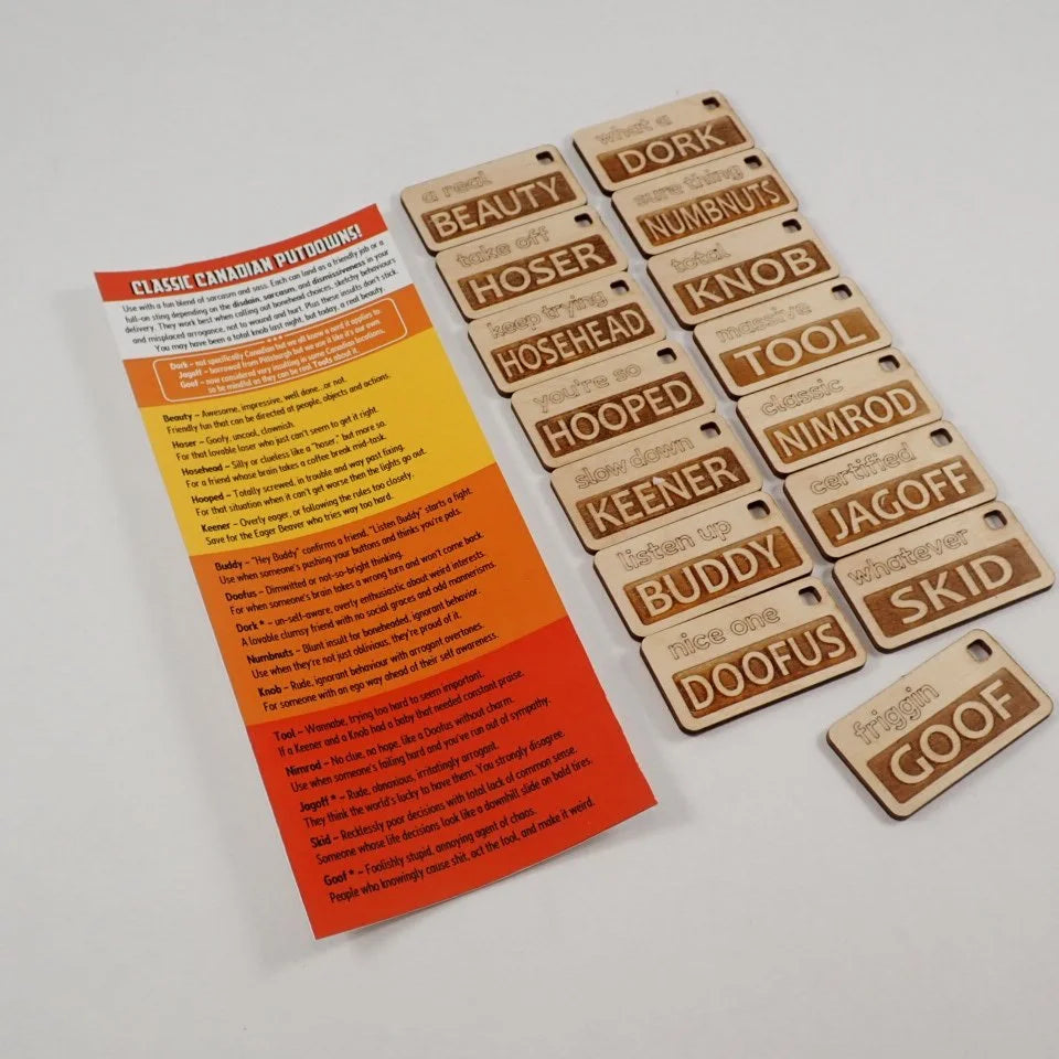 Classic Canadian Putdowns. Sharable insult gift tags.